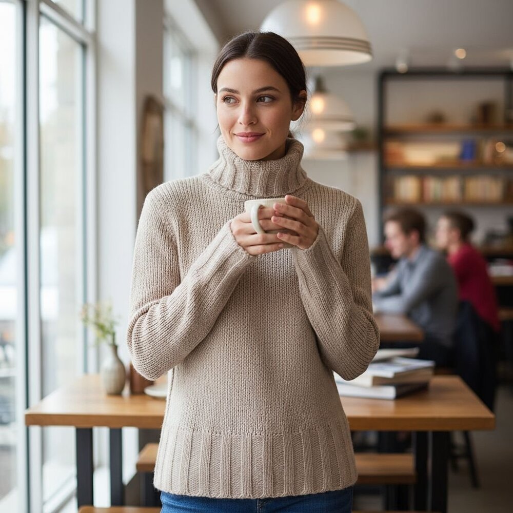 Kenzie Cowl Neck Turtleneck Wool-Blend Long Sleeve Knit Sweater